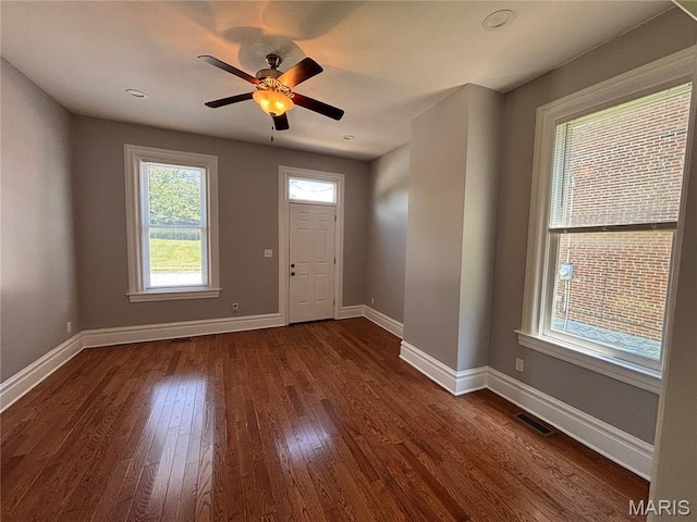 2012 Mallinckrodt St, Saint Louis, MO 63107 - foyer entrance with dark wood-type flooring and a ceiling fan