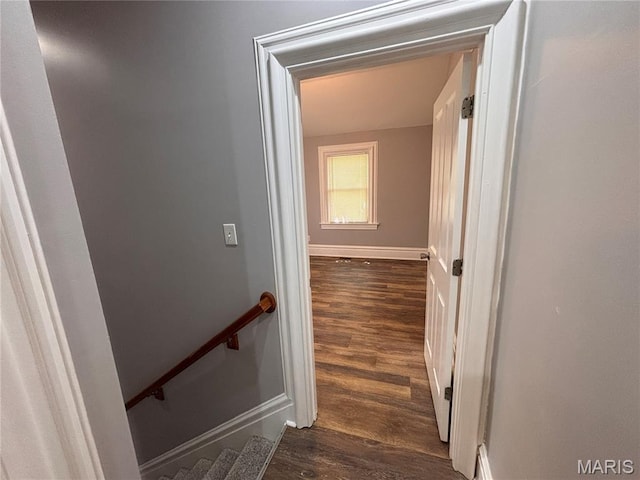 2012 Mallinckrodt St, Saint Louis, MO 63107 - stairway with wood finished floors and baseboards