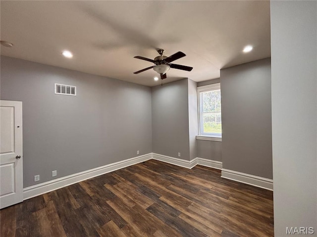 2012 Mallinckrodt St, Saint Louis, MO 63107 - spare room featuring a ceiling fan, dark wood finished floors, and recessed lighting