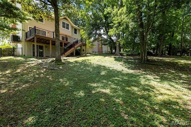 15495 Long Castle Forest Ct, Chesterfield, MO 63017 - view of yard featuring stairway and a deck