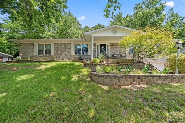 1745 Woodwind Dr, Imperial, MO 63052 - ranch-style home with brick siding and a front lawn