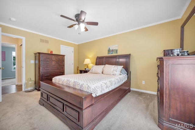 7 Mcclay Village Cir, Saint Peters, MO 63376 - bedroom featuring light carpet, crown molding, and ceiling fan