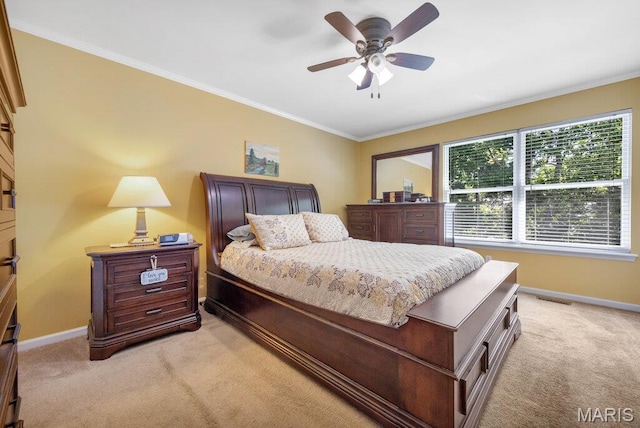 7 Mcclay Village Cir, Saint Peters, MO 63376 - bedroom with light carpet, crown molding, and ceiling fan