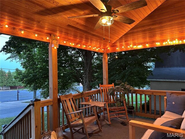 325 N Prairie St, Greenville, IL 62246 - wooden terrace with ceiling fan
