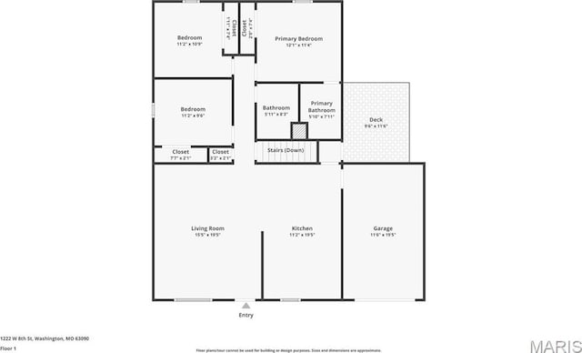1222 W 8th St, Washington, MO 63090 - view of floor plan / room layout