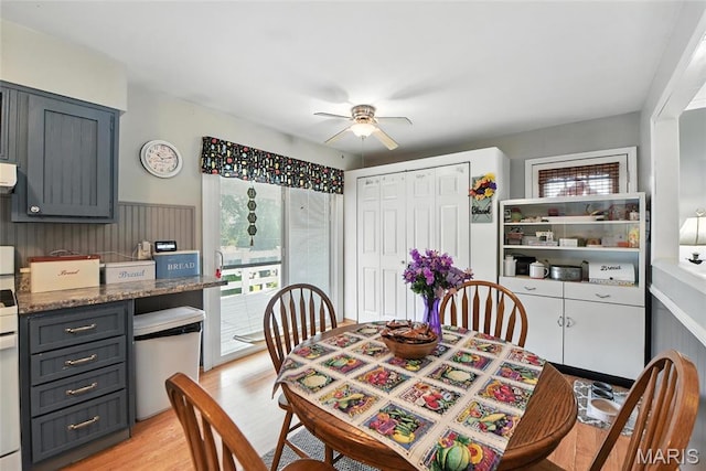 1918 Lone Pine Dr, Arnold, MO 63010 - dining area featuring ceiling fan and light wood-style floors