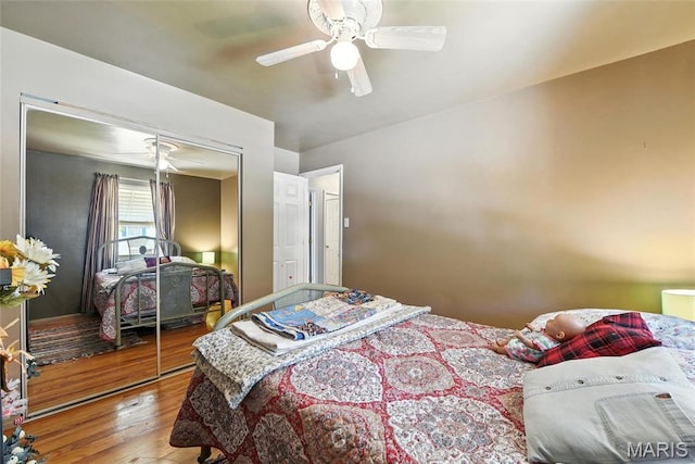 1918 Lone Pine Dr, Arnold, MO 63010 - bedroom featuring wood finished floors, a closet, and ceiling fan
