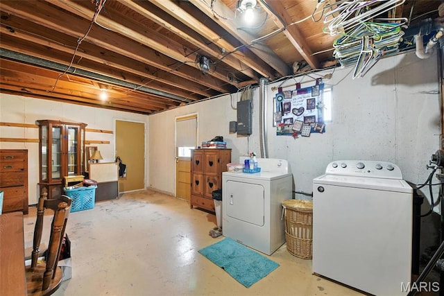 1918 Lone Pine Dr, Arnold, MO 63010 - laundry room featuring washer and clothes dryer and electric panel