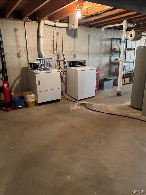 11646 Esperanza Dr, Florissant, MO 63033 - unfinished basement with washing machine and dryer and water heater