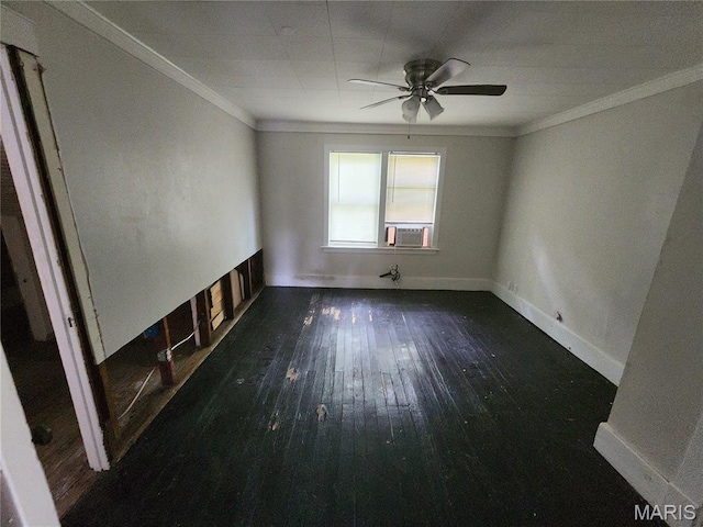 3309 Calvert Ave, Breckenridge Hills, MO 63114 - spare room featuring ceiling fan, hardwood / wood-style flooring, ornamental molding, and cooling unit