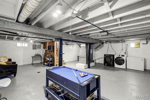 125 N 41st St, Belleville, IL 62226 - below grade area featuring independent washer and dryer and plenty of natural light