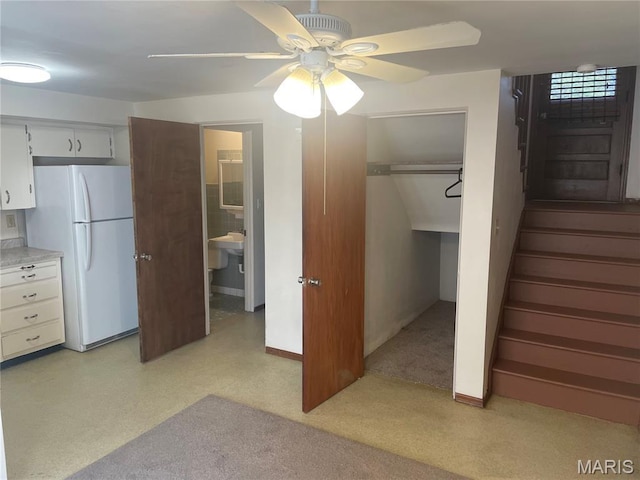 76 Cheshire Dr, Belleville, IL 62223 - interior space with freestanding refrigerator and ceiling fan