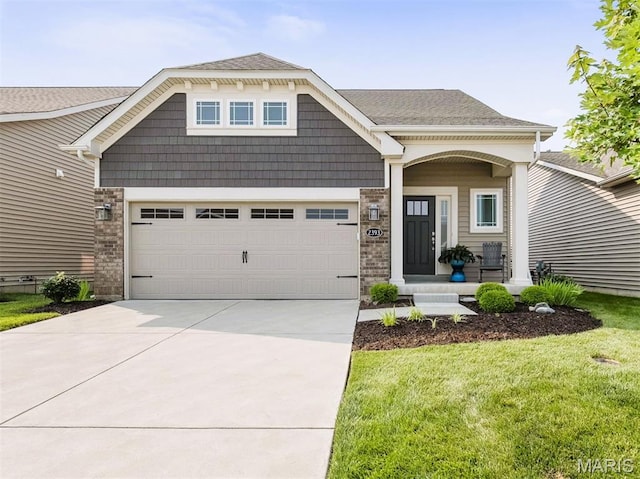 2393 Windswept Farms Dr, Eureka, MO 63025 - craftsman inspired home featuring concrete driveway, a front lawn, a garage, and a shingled roof