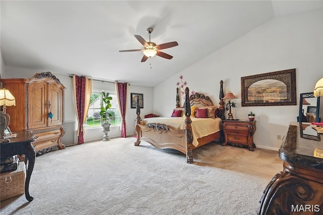 27 Carlton Lake Ct, Wentzville, MO 63385 - bedroom with lofted ceiling, light colored carpet, and ceiling fan