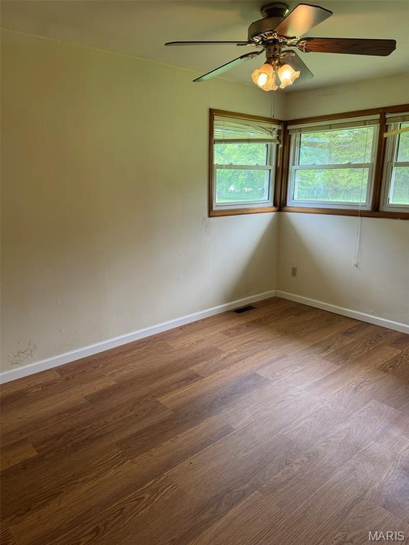 48 E N Ave, Ellsinore, MO 63937 - spare room featuring wood finished floors, healthy amount of natural light, and a ceiling fan