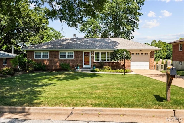 8822 Crest Oak Ln, Saint Louis, MO 63126 - single story home featuring a garage, driveway, brick siding, and entry steps
