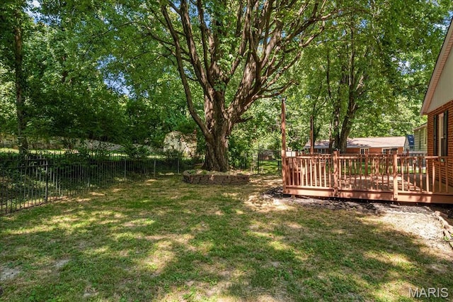 407 N 28th St, Belleville, IL 62226 - fenced backyard with a wooden deck