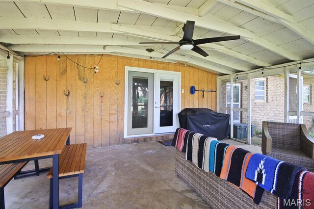 31337 Hudson Rd, Lebanon, MO 65536 - view of patio / terrace with ceiling fan and french doors