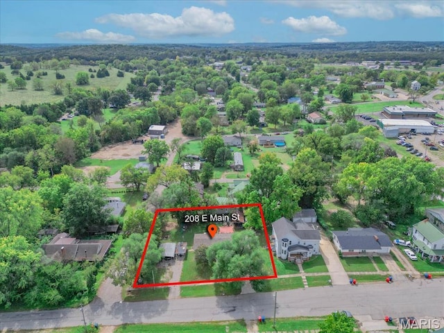 208 E Main St, Iberia, MO 65486 - aerial perspective of suburban area with property parcel outlined