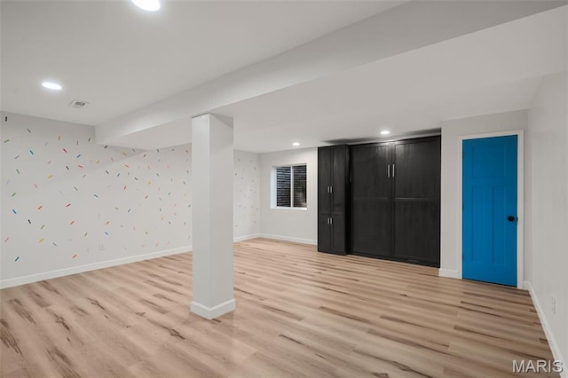 618 Maple Frst, Saint Louis, MO 63122 - finished basement with light wood-style flooring and recessed lighting
