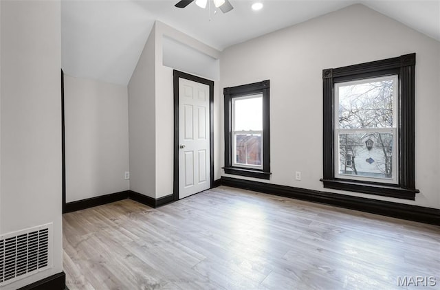 5123 Wicklow Pl, Saint Louis, MO 63111 - bonus room with lofted ceiling, a ceiling fan, and light wood-style flooring