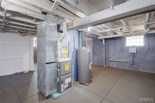 5123 Wicklow Pl, Saint Louis, MO 63111 - below grade area featuring electric water heater and heating unit