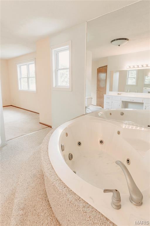 20055 Simmons Rd, Waynesville, MO 65583 - bathroom featuring a jetted tub and vanity