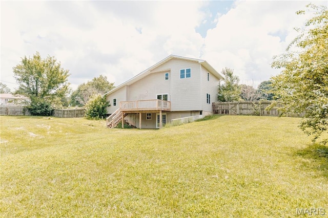 20055 Simmons Rd, Waynesville, MO 65583 - back of house featuring stairs, a deck, and a fenced backyard