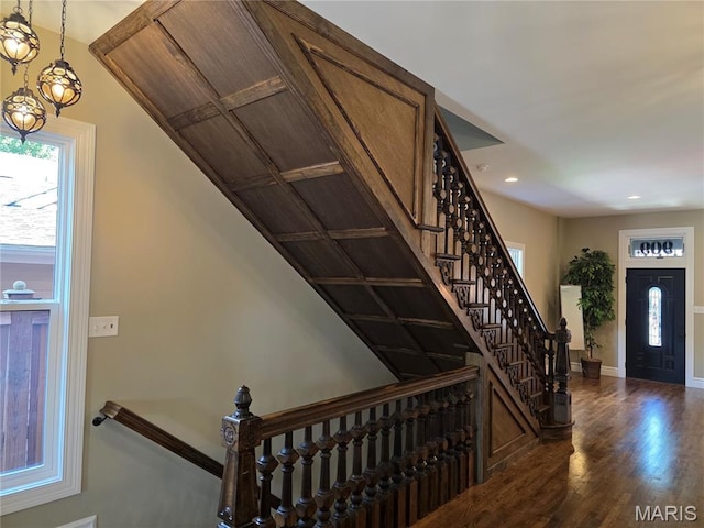 909 S 4th St, Saint Charles, MO 63301 - entrance foyer featuring dark wood finished floors and recessed lighting