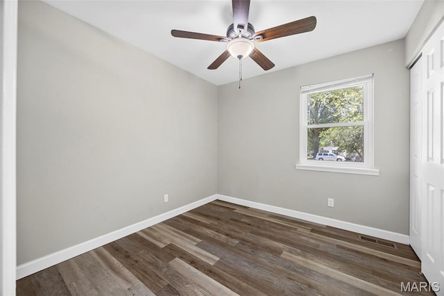 4035 Mary Ridge Ln, Saint Charles, MO 63304 - unfurnished room featuring dark wood-style flooring and ceiling fan