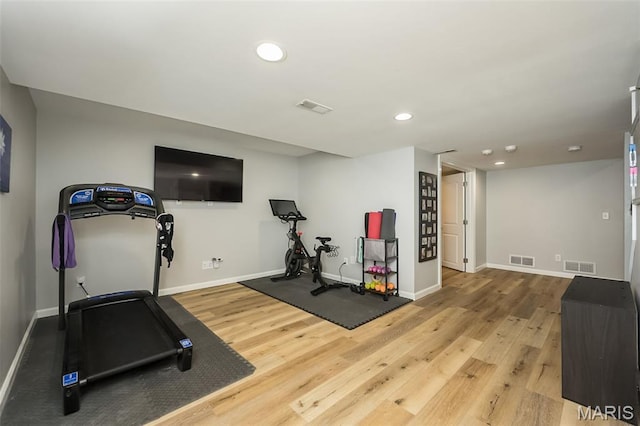 14703 Kulkarni Ct, Chesterfield, MO 63017 - workout area with wood finished floors and recessed lighting