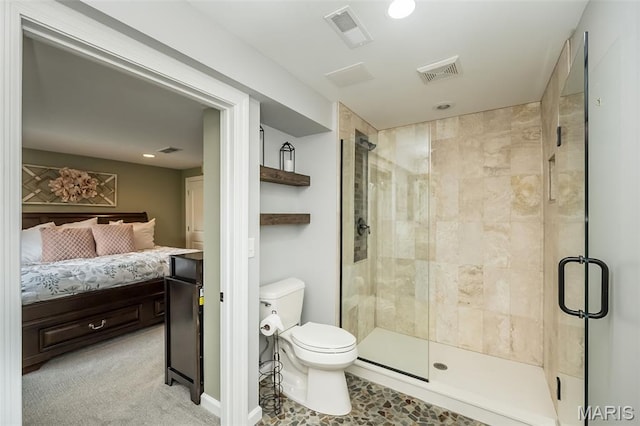 14703 Kulkarni Ct, Chesterfield, MO 63017 - bathroom featuring a shower stall, connected bathroom, and recessed lighting