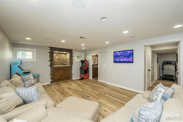 14703 Kulkarni Ct, Chesterfield, MO 63017 - living room with light wood-style flooring and recessed lighting