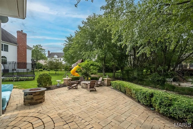14703 Kulkarni Ct, Chesterfield, MO 63017 - view of patio / terrace with a fire pit