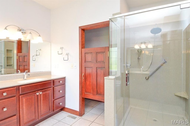 15 Fox Mill Dr, Maryville, IL 62062 - full bath with tile patterned flooring, a stall shower, and vanity