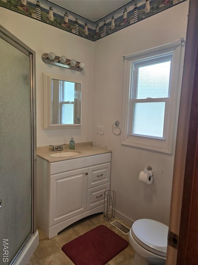 161 W Locust St, Hoyleton, IL 62803 - bathroom with a shower stall, vanity, and tile patterned floors