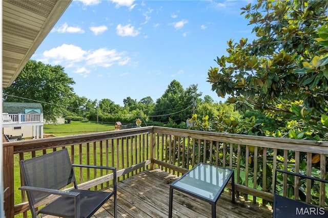 206 Saint Jude, Saint Genevieve, MO 63670 - wooden terrace featuring a lawn
