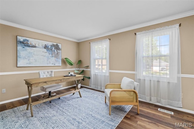 17 Beaujolais Dr, Florissant, MO 63031 - home office featuring wood finished floors and crown molding