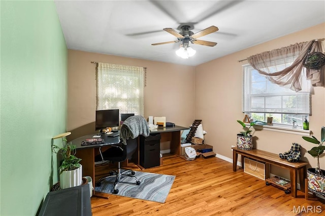 432 N 9th St, Mascoutah, IL 62258 - home office featuring wood finished floors and ceiling fan