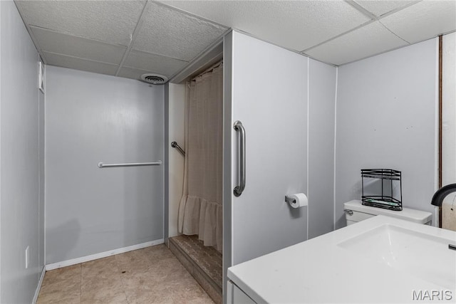 432 N 9th St, Mascoutah, IL 62258 - bathroom with a paneled ceiling and vanity
