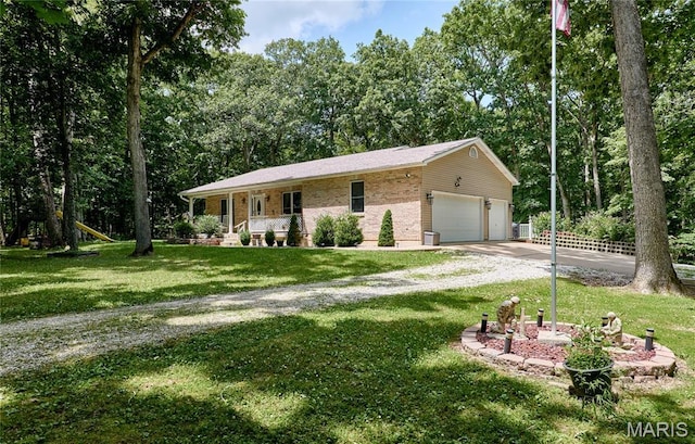 1939 N Rock Church Rd, Troy, MO 63379 - ranch-style house featuring driveway, brick siding, and a garage