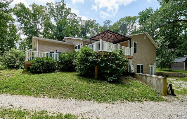1939 N Rock Church Rd, Troy, MO 63379 - view of front of home with a wooden deck and a front yard
