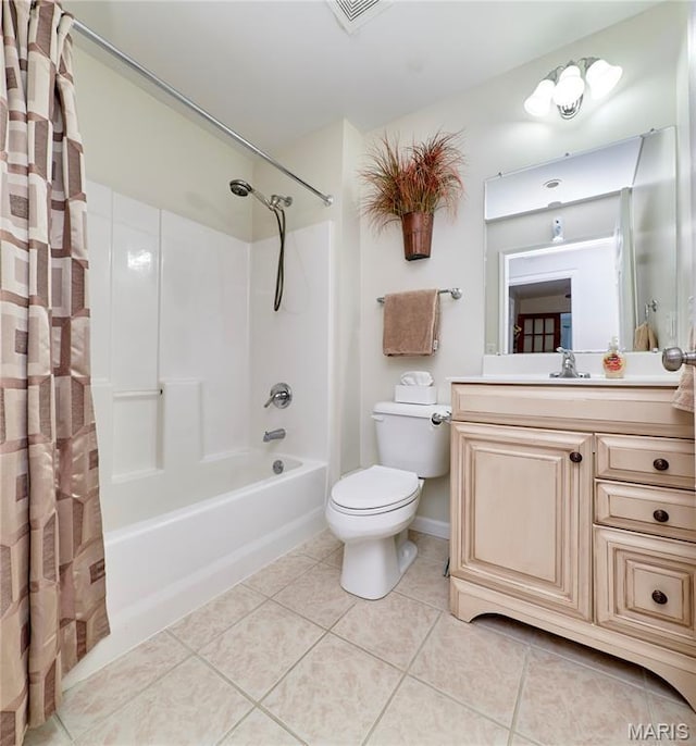 1939 N Rock Church Rd, Troy, MO 63379 - bathroom featuring shower / bathtub combination with curtain, vanity, and tile patterned floors