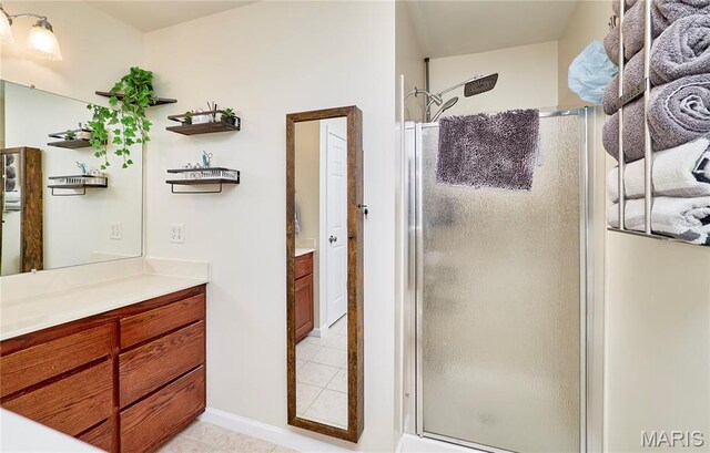 1939 N Rock Church Rd, Troy, MO 63379 - full bath with vanity, a shower stall, and tile patterned floors
