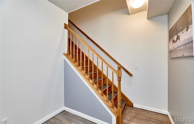 1939 N Rock Church Rd, Troy, MO 63379 - staircase featuring wood finished floors and baseboards