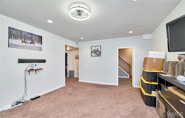 1939 N Rock Church Rd, Troy, MO 63379 - recreation room with carpet and recessed lighting