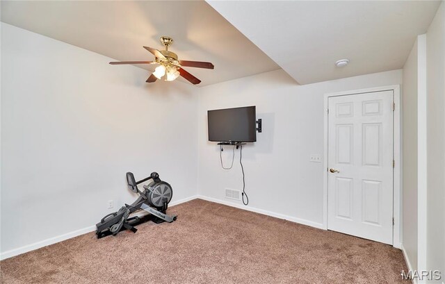 1939 N Rock Church Rd, Troy, MO 63379 - workout area with ceiling fan and carpet