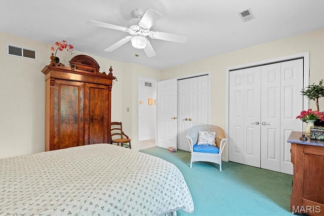 4 Cheshire Ct, Edwardsville, IL 62025 - carpeted bedroom with multiple closets and ceiling fan