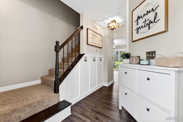 219 Royalltrail Ln, Saint Charles, MO 63368 - entrance foyer featuring stairway and dark wood-type flooring