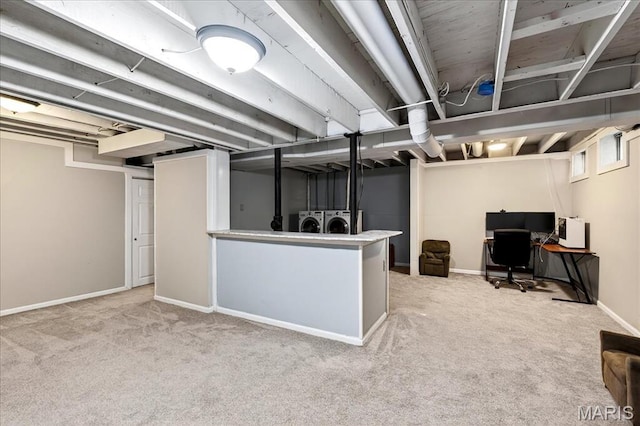219 Royalltrail Ln, Saint Charles, MO 63368 - finished below grade area with washer and dryer, carpet, and an office area